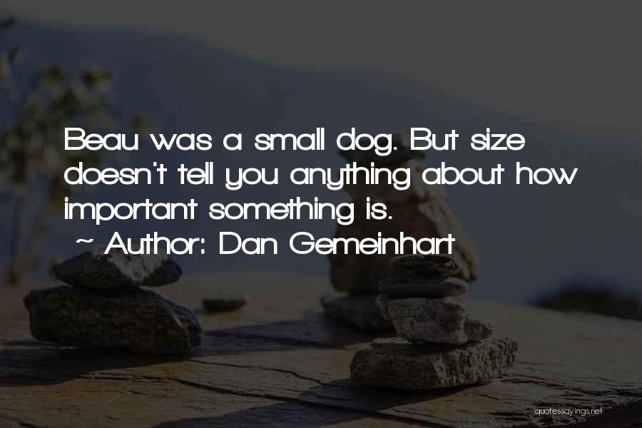 Dan Gemeinhart Quotes: Beau Was A Small Dog. But Size Doesn't Tell You Anything About How Important Something Is.