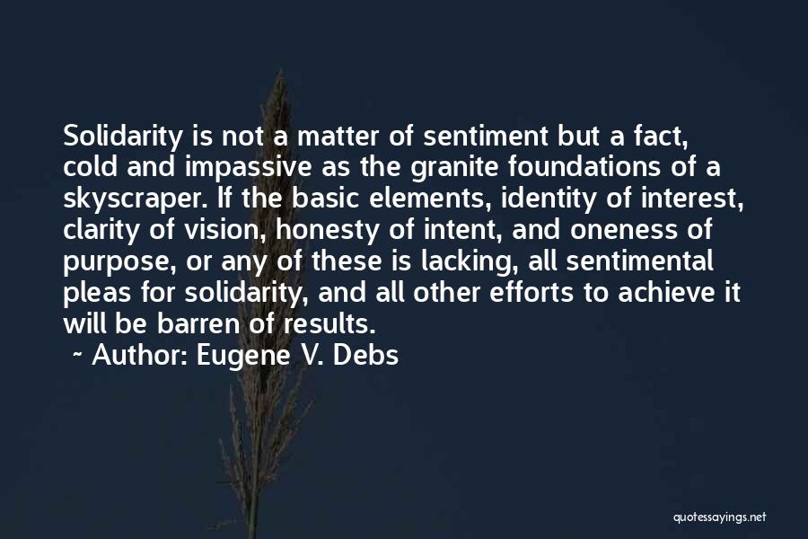 Eugene V. Debs Quotes: Solidarity Is Not A Matter Of Sentiment But A Fact, Cold And Impassive As The Granite Foundations Of A Skyscraper.