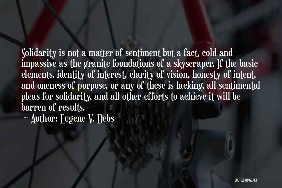 Eugene V. Debs Quotes: Solidarity Is Not A Matter Of Sentiment But A Fact, Cold And Impassive As The Granite Foundations Of A Skyscraper.