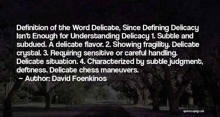 David Foenkinos Quotes: Definition Of The Word Delicate, Since Defining Delicacy Isn't Enough For Understanding Delicacy 1. Subtle And Subdued. A Delicate Flavor.