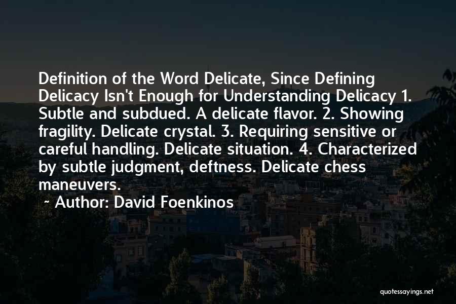David Foenkinos Quotes: Definition Of The Word Delicate, Since Defining Delicacy Isn't Enough For Understanding Delicacy 1. Subtle And Subdued. A Delicate Flavor.