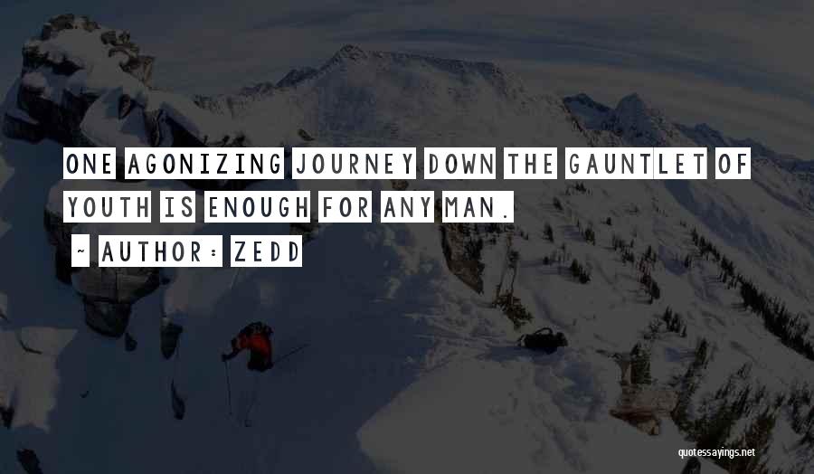 Zedd Quotes: One Agonizing Journey Down The Gauntlet Of Youth Is Enough For Any Man.