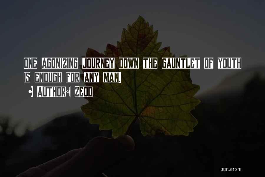 Zedd Quotes: One Agonizing Journey Down The Gauntlet Of Youth Is Enough For Any Man.