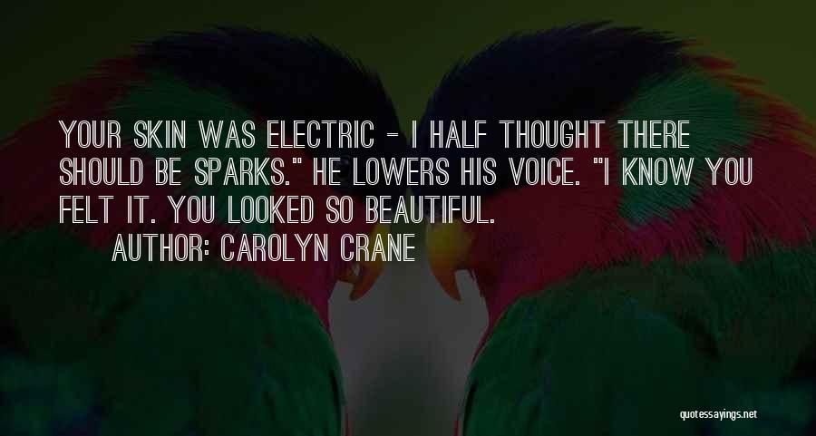 Carolyn Crane Quotes: Your Skin Was Electric - I Half Thought There Should Be Sparks. He Lowers His Voice. I Know You Felt