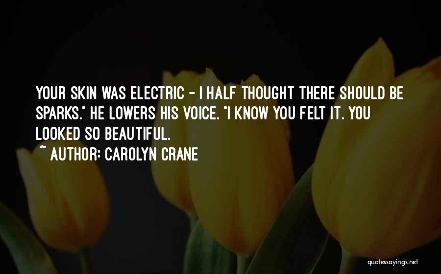 Carolyn Crane Quotes: Your Skin Was Electric - I Half Thought There Should Be Sparks. He Lowers His Voice. I Know You Felt