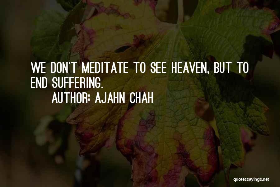 Ajahn Chah Quotes: We Don't Meditate To See Heaven, But To End Suffering.