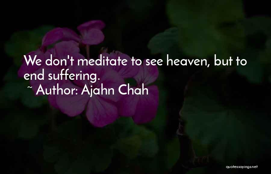 Ajahn Chah Quotes: We Don't Meditate To See Heaven, But To End Suffering.