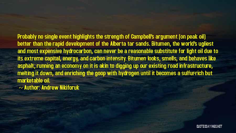 Andrew Nikiforuk Quotes: Probably No Single Event Highlights The Strength Of Campbell's Argument (on Peak Oil) Better Than The Rapid Development Of The
