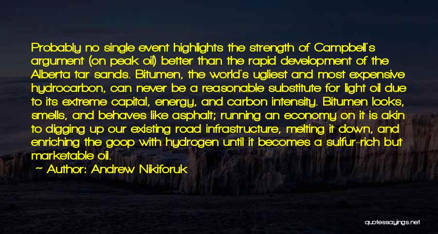 Andrew Nikiforuk Quotes: Probably No Single Event Highlights The Strength Of Campbell's Argument (on Peak Oil) Better Than The Rapid Development Of The