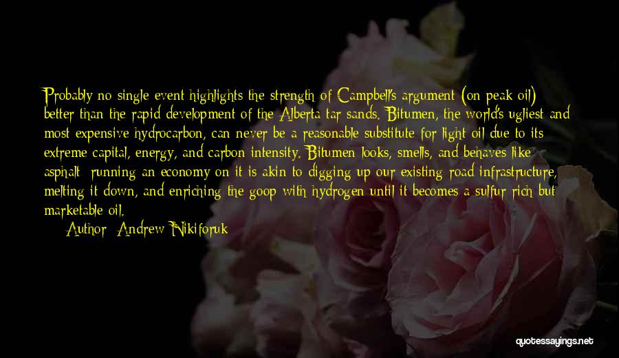 Andrew Nikiforuk Quotes: Probably No Single Event Highlights The Strength Of Campbell's Argument (on Peak Oil) Better Than The Rapid Development Of The