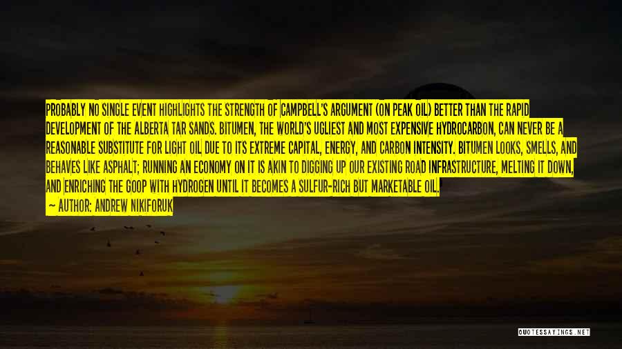 Andrew Nikiforuk Quotes: Probably No Single Event Highlights The Strength Of Campbell's Argument (on Peak Oil) Better Than The Rapid Development Of The