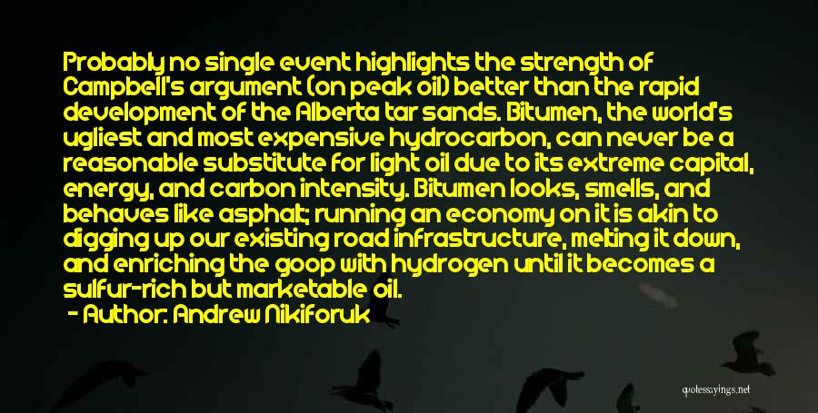 Andrew Nikiforuk Quotes: Probably No Single Event Highlights The Strength Of Campbell's Argument (on Peak Oil) Better Than The Rapid Development Of The