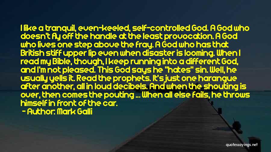 Mark Galli Quotes: I Like A Tranquil, Even-keeled, Self-controlled God. A God Who Doesn't Fly Off The Handle At The Least Provocation. A