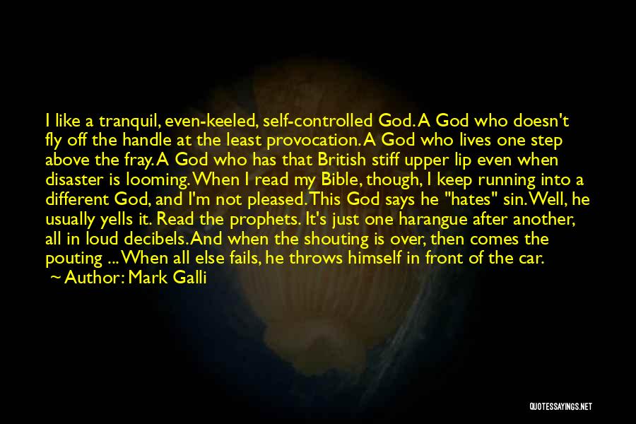 Mark Galli Quotes: I Like A Tranquil, Even-keeled, Self-controlled God. A God Who Doesn't Fly Off The Handle At The Least Provocation. A