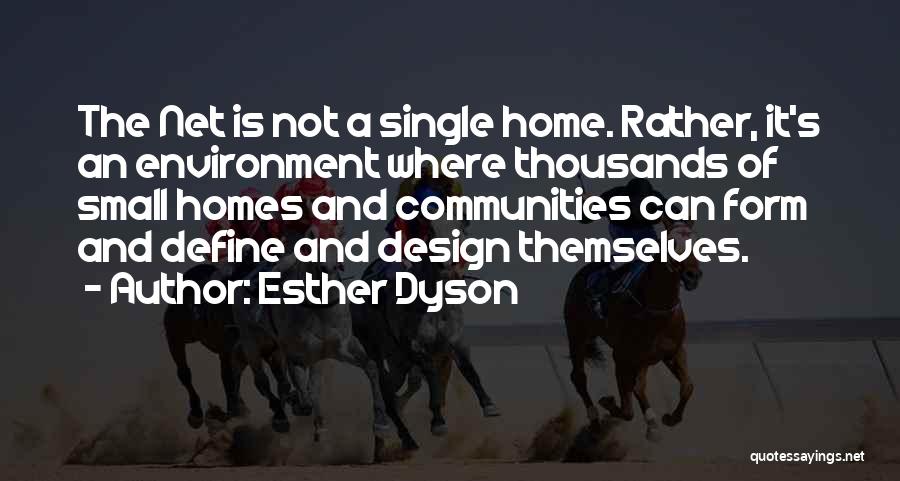 Esther Dyson Quotes: The Net Is Not A Single Home. Rather, It's An Environment Where Thousands Of Small Homes And Communities Can Form