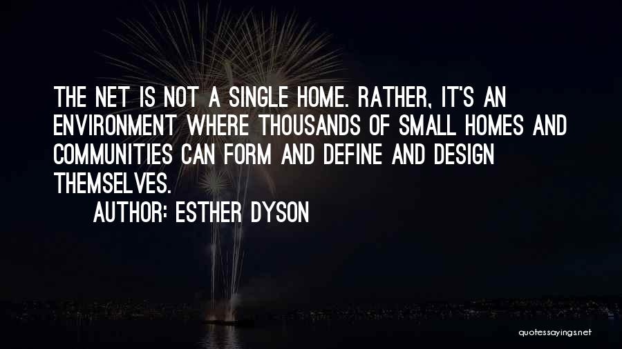 Esther Dyson Quotes: The Net Is Not A Single Home. Rather, It's An Environment Where Thousands Of Small Homes And Communities Can Form