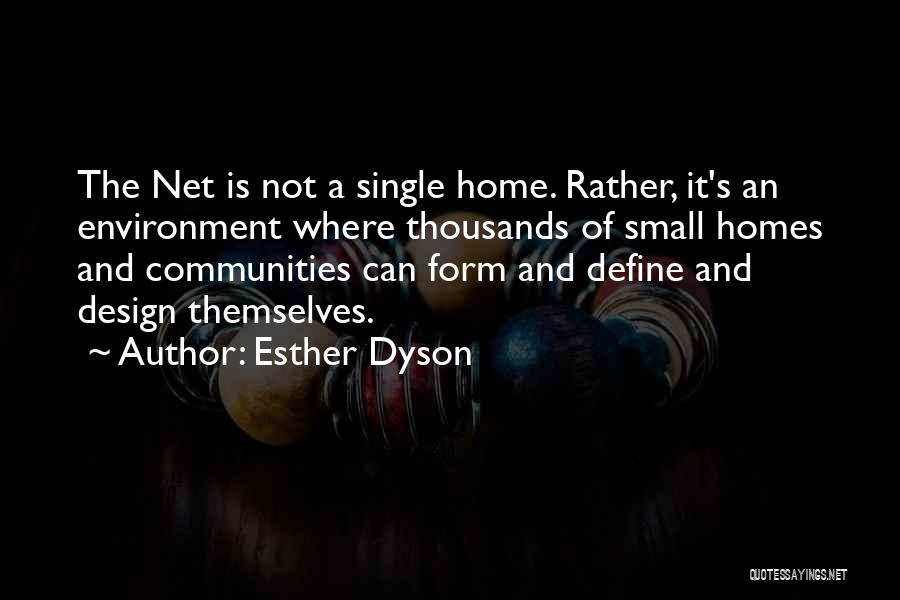 Esther Dyson Quotes: The Net Is Not A Single Home. Rather, It's An Environment Where Thousands Of Small Homes And Communities Can Form
