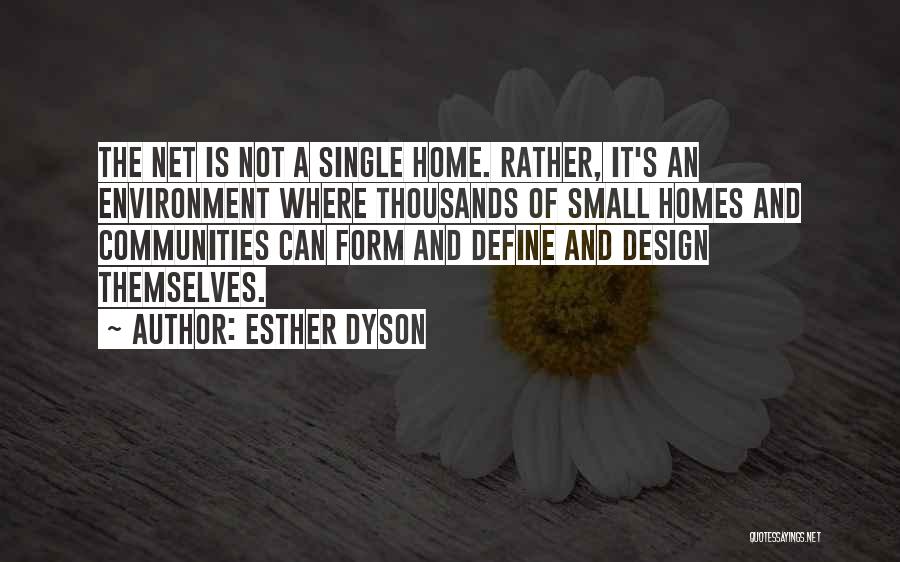 Esther Dyson Quotes: The Net Is Not A Single Home. Rather, It's An Environment Where Thousands Of Small Homes And Communities Can Form