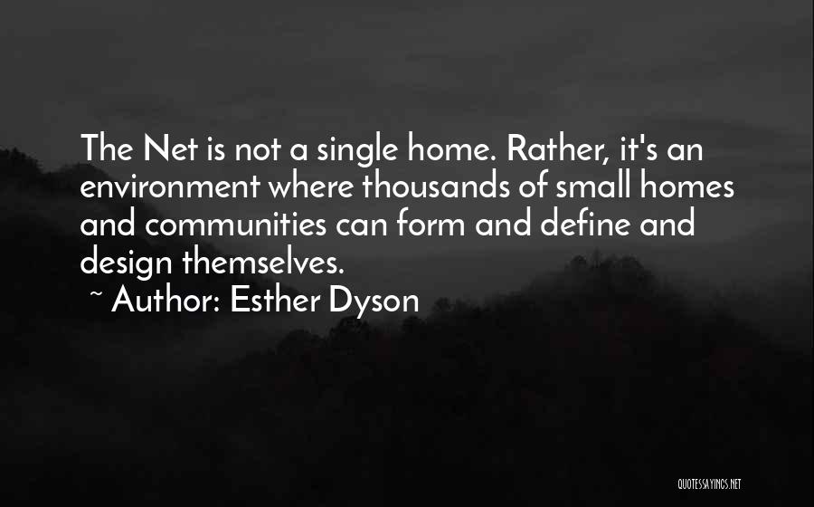 Esther Dyson Quotes: The Net Is Not A Single Home. Rather, It's An Environment Where Thousands Of Small Homes And Communities Can Form