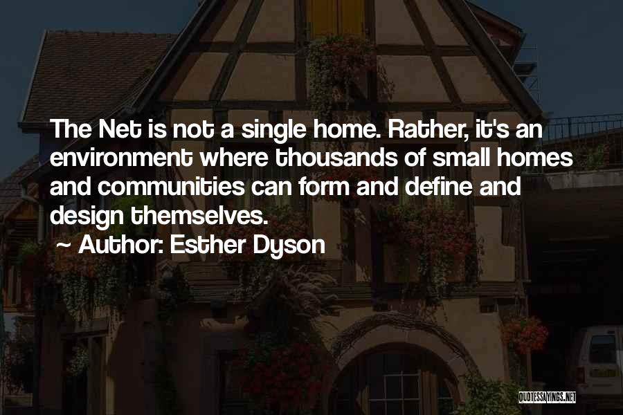 Esther Dyson Quotes: The Net Is Not A Single Home. Rather, It's An Environment Where Thousands Of Small Homes And Communities Can Form