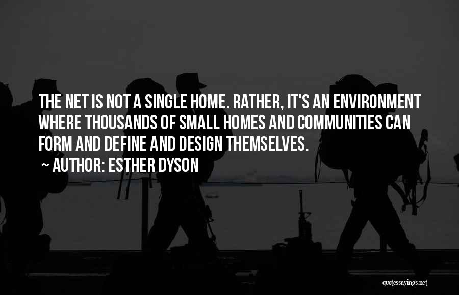 Esther Dyson Quotes: The Net Is Not A Single Home. Rather, It's An Environment Where Thousands Of Small Homes And Communities Can Form