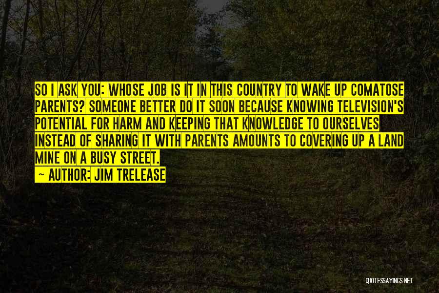 Jim Trelease Quotes: So I Ask You: Whose Job Is It In This Country To Wake Up Comatose Parents? Someone Better Do It