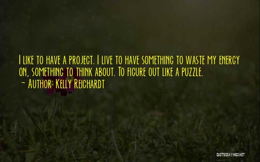 Kelly Reichardt Quotes: I Like To Have A Project. I Live To Have Something To Waste My Energy On, Something To Think About.