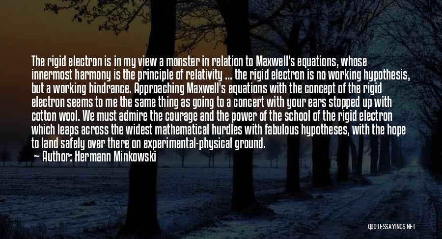 Hermann Minkowski Quotes: The Rigid Electron Is In My View A Monster In Relation To Maxwell's Equations, Whose Innermost Harmony Is The Principle