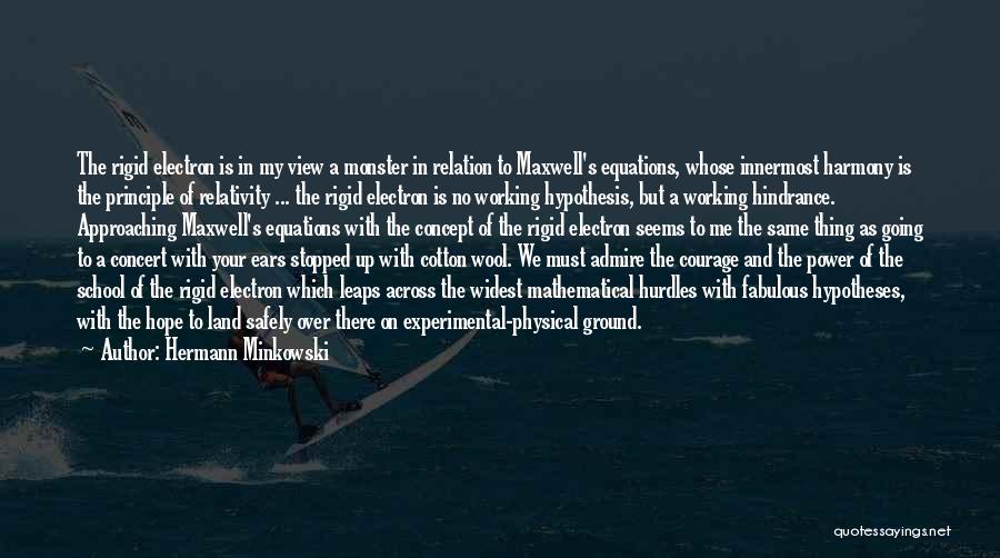 Hermann Minkowski Quotes: The Rigid Electron Is In My View A Monster In Relation To Maxwell's Equations, Whose Innermost Harmony Is The Principle