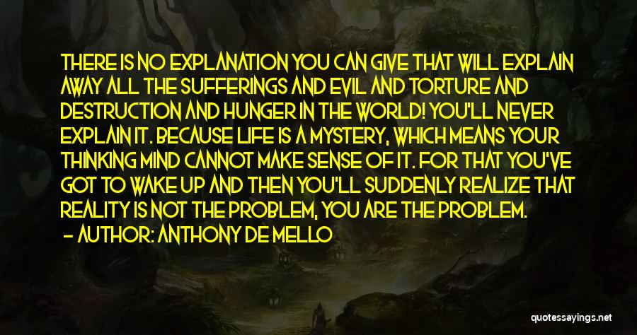 Anthony De Mello Quotes: There Is No Explanation You Can Give That Will Explain Away All The Sufferings And Evil And Torture And Destruction