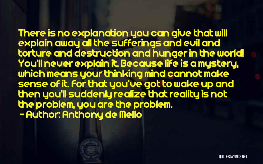 Anthony De Mello Quotes: There Is No Explanation You Can Give That Will Explain Away All The Sufferings And Evil And Torture And Destruction