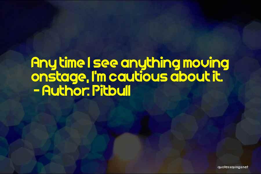 Pitbull Quotes: Any Time I See Anything Moving Onstage, I'm Cautious About It.