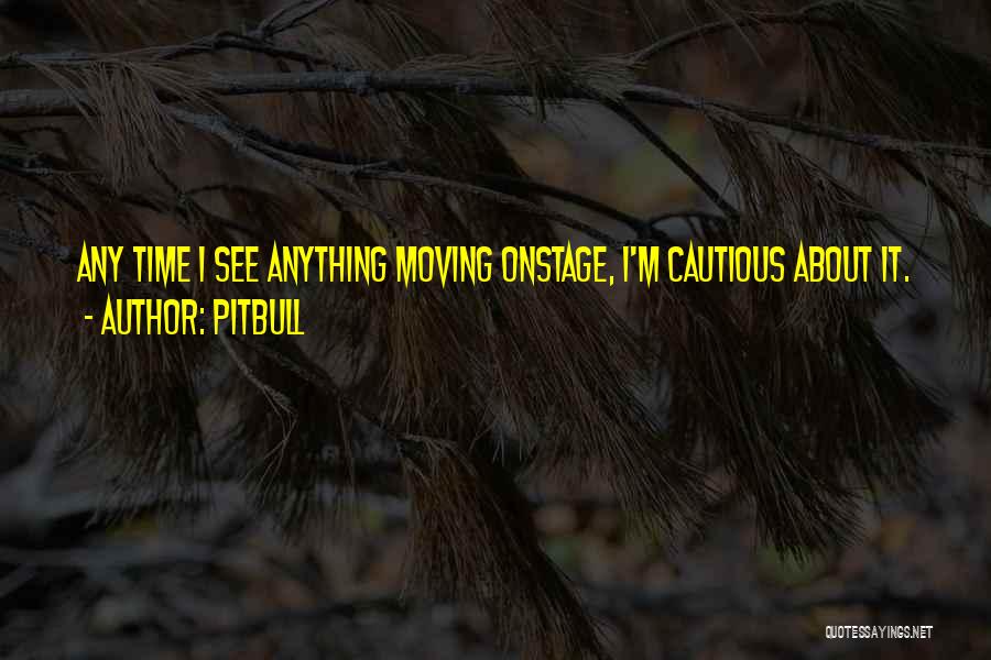 Pitbull Quotes: Any Time I See Anything Moving Onstage, I'm Cautious About It.