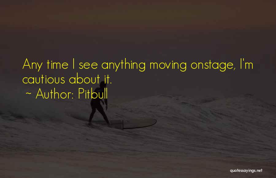 Pitbull Quotes: Any Time I See Anything Moving Onstage, I'm Cautious About It.