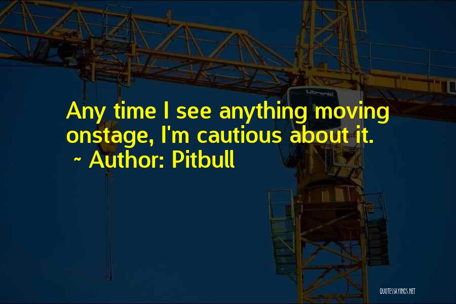 Pitbull Quotes: Any Time I See Anything Moving Onstage, I'm Cautious About It.