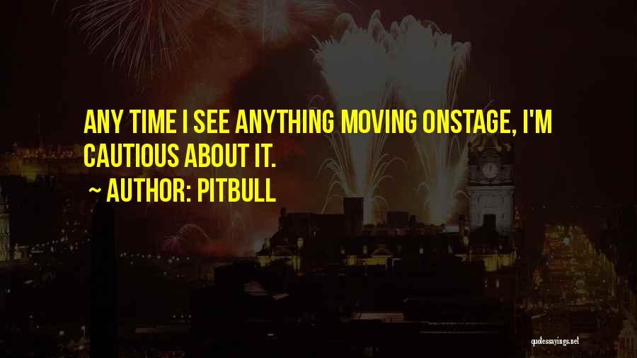 Pitbull Quotes: Any Time I See Anything Moving Onstage, I'm Cautious About It.