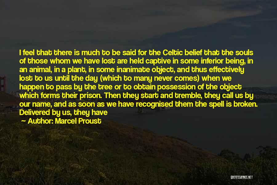 Marcel Proust Quotes: I Feel That There Is Much To Be Said For The Celtic Belief That The Souls Of Those Whom We