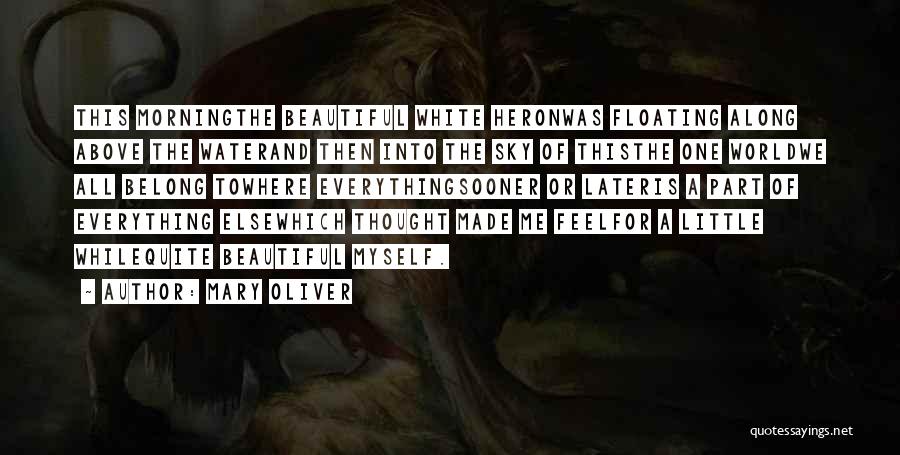 Mary Oliver Quotes: This Morningthe Beautiful White Heronwas Floating Along Above The Waterand Then Into The Sky Of Thisthe One Worldwe All Belong