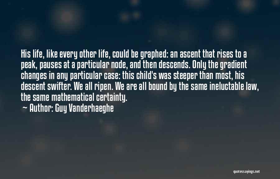 Guy Vanderhaeghe Quotes: His Life, Like Every Other Life, Could Be Graphed: An Ascent That Rises To A Peak, Pauses At A Particular