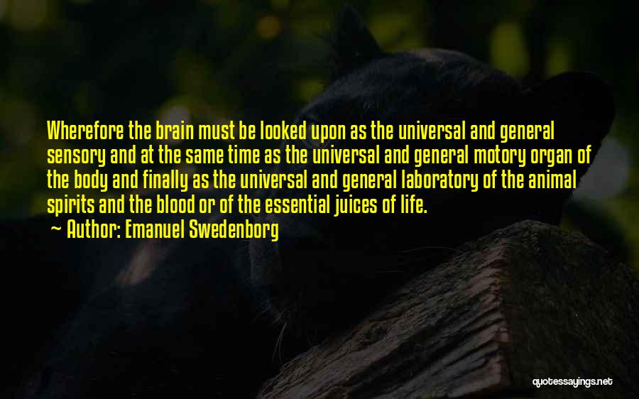 Emanuel Swedenborg Quotes: Wherefore The Brain Must Be Looked Upon As The Universal And General Sensory And At The Same Time As The