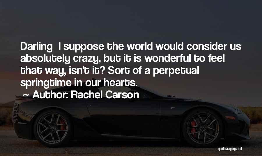 Rachel Carson Quotes: Darling I Suppose The World Would Consider Us Absolutely Crazy, But It Is Wonderful To Feel That Way, Isn't It?
