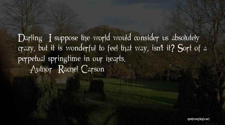 Rachel Carson Quotes: Darling I Suppose The World Would Consider Us Absolutely Crazy, But It Is Wonderful To Feel That Way, Isn't It?