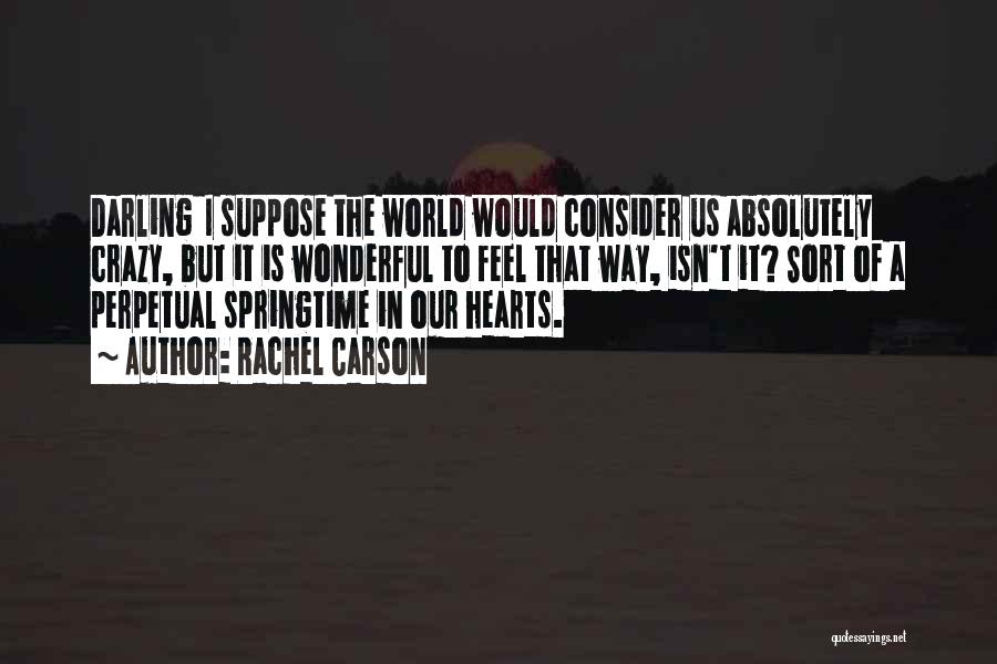 Rachel Carson Quotes: Darling I Suppose The World Would Consider Us Absolutely Crazy, But It Is Wonderful To Feel That Way, Isn't It?