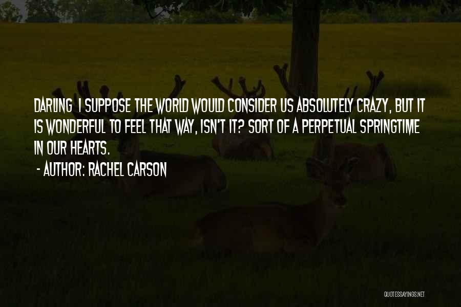 Rachel Carson Quotes: Darling I Suppose The World Would Consider Us Absolutely Crazy, But It Is Wonderful To Feel That Way, Isn't It?