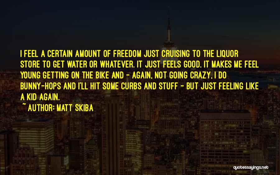 Matt Skiba Quotes: I Feel A Certain Amount Of Freedom Just Cruising To The Liquor Store To Get Water Or Whatever. It Just