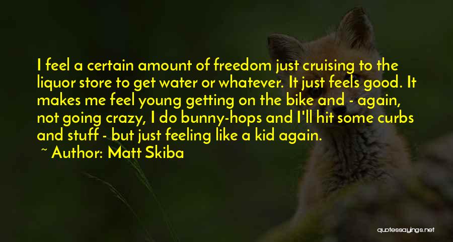 Matt Skiba Quotes: I Feel A Certain Amount Of Freedom Just Cruising To The Liquor Store To Get Water Or Whatever. It Just