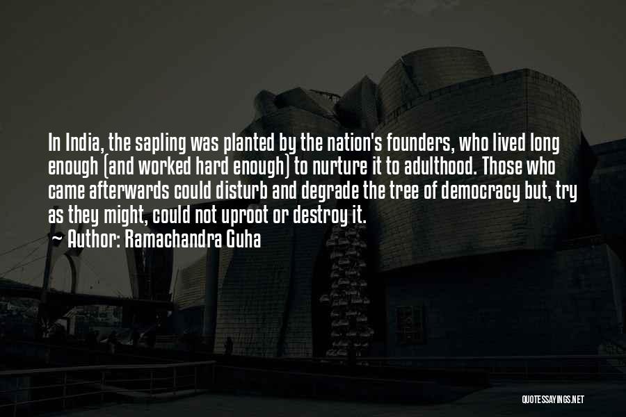 Ramachandra Guha Quotes: In India, The Sapling Was Planted By The Nation's Founders, Who Lived Long Enough (and Worked Hard Enough) To Nurture
