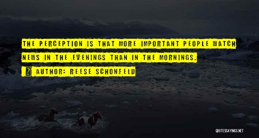 Reese Schonfeld Quotes: The Perception Is That More Important People Watch News In The Evenings Than In The Mornings.