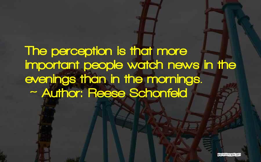 Reese Schonfeld Quotes: The Perception Is That More Important People Watch News In The Evenings Than In The Mornings.