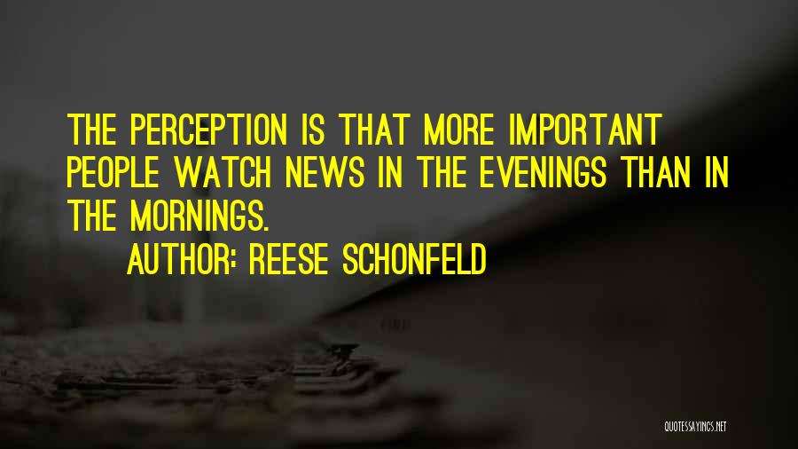 Reese Schonfeld Quotes: The Perception Is That More Important People Watch News In The Evenings Than In The Mornings.